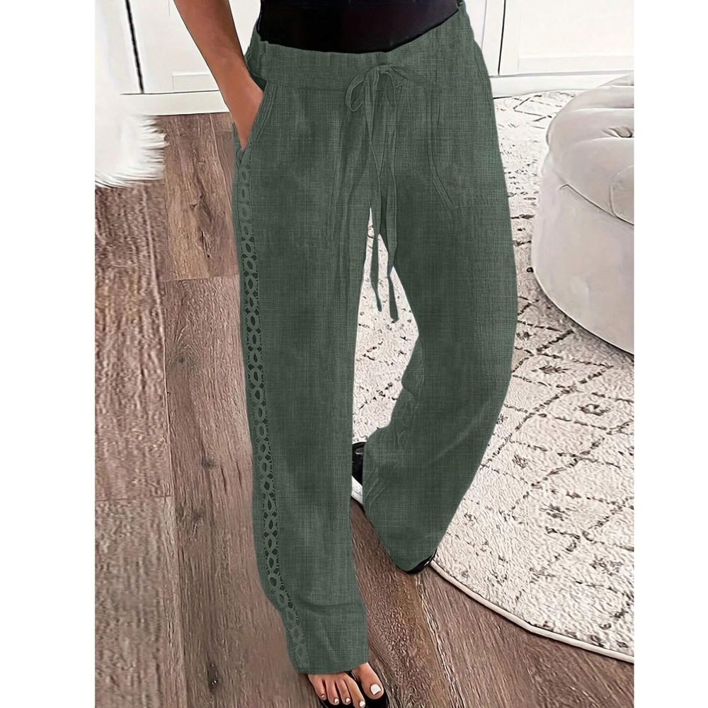 Minimalist Stretchy Waist Pocket Straight Leg Trouser Pants - Picture 1 of 6